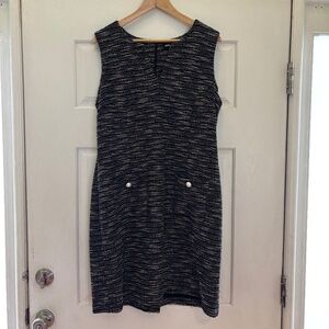 Karl Lagerfeld NWT Camilo Tweed Pearl Detail Shift Dress, Size 16